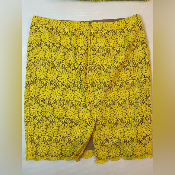 Talbots Yellow Crochet Lace Two Piece Set Skirt And Blouse Size 16 Easter Outfit - Picture 6 of 13